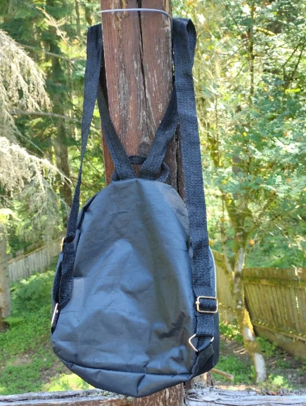 Black Mini Backpack with Gold Accents - Unbranded